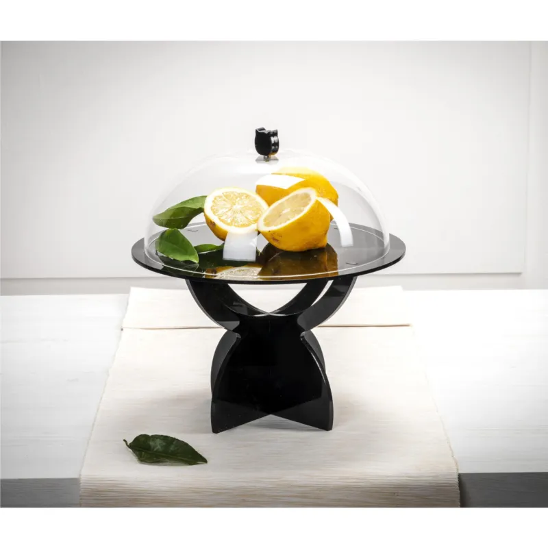 Alzata, Tortiera Porta dolci o Frutta con campana in Plexiglass BIG Dimensioni Ø35 xh22 cm - colore nero lucido IPlex Design Offerta Del Giorno